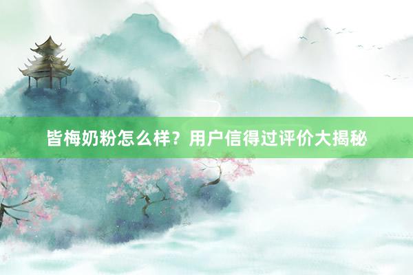 皆梅奶粉怎么样？用户信得过评价大揭秘